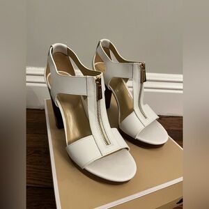 Michael Kors Women’s Berkley Leather Wedge Sandals, Optic White - Size 9M